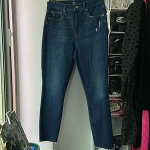 Gap ultra-high waist skinny raw hem ankle jeans